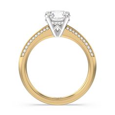 a yellow gold engagement ring with diamonds on the side