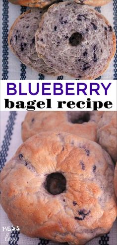 blueberry bagel recipe with text overlay