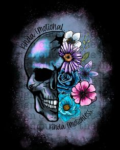 a skull with flowers on it's head and the words, voodoo national written in black