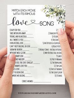 two hands holding up a printable love song for someone to write on their wedding day