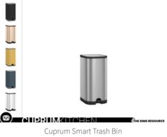 an image of a metal trash can with different colors and sizes on it's sides