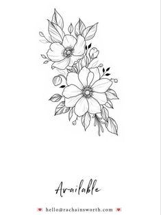 a black and white drawing of flowers with the words, available in two different languages