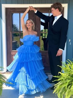 Prom Dress With Ruffles, Blue Long Prom Dress, Beautiful Ball Gowns, Prom Dress Inspo, A Line Evening Dress, Mismatched Bridesmaid Dresses, Tulle Evening Dress, Prom 2024, Prom Inspo