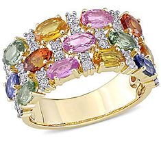 If Friday night were a ring, we're pretty sure it would look like this colorful sapphire design. (Though we're definitely not reserving it for one night only!) Red Sapphire, Multi Gemstone Ring, Rainbow Gemstones, Small Jewelry Box, Bellini, Anniversary Bands, Sapphire Gemstone, Oval Diamond, Sapphire Diamond