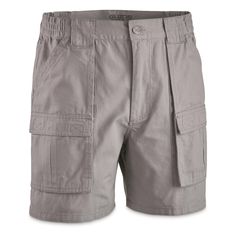 men's cargo shorts with pockets on the front and side, in grey color