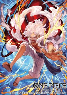 an anime character with white hair and blue eyes is flying through the air while surrounded by fire