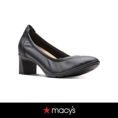 in stock Black Slip-on Heels With Ortholite Insole, Black Heels With Ortholite Insole, Medium Width, Slip On Pumps, Clarks Women's, Black Pumps, Womens Heels, Pump Shoes, Shoes Women Heels, Leather Upper