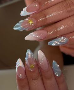 Cruise Nails, Mermaid Nails, Unique Acrylic Nails, Beach Nails, Birthday Nails