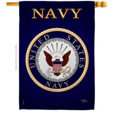 the navy emblem on a blue background