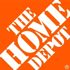 the home depot logo is shown next to an orange background with white letters on it