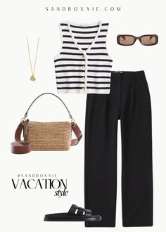 Pants Outfit For Dinner, Vest And Pants Outfit, Dinner By The Pool, Outfit For Dinner, Styled Outfits, Outfits Vacation, Boho Summer Outfits, Outfit Primavera, Vacation Looks