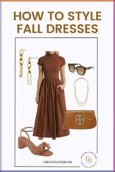 Step into autumn with confidence using our fall dress outfit ideas! Learn how to wear fall dresses for any occasion with our expert styling fall dresses tips. From layering to accessorizing, our autumn dress fashion tips will help you create standout looks that keep you stylish and comfortable. Embrace the season’s best trends and make your fall wardrobe shine. Fall Dress Outfit Ideas, Camel Sweater Dress, Sun Dress Casual, Black Ruched Dress, Orange Midi Dress, Dress Booties, Fall Dress Outfit, Chic Shirts, Fall Capsule Wardrobe