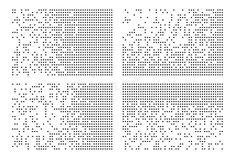 four different dots are arranged in the same pattern