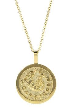 Capricorn Zodiac Pendant Necklace JEWELRYFINE JEWELNECKLACE O ANITA KO Leo Pendant Necklace, Zodiac Pendant Necklace, Anita Ko, Capricorn Zodiac, Lipstick Bag, Chain Strap Bag, Coin Pendant Necklace, Yellow Gold Necklace, Zodiac Pendant