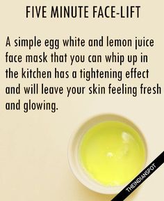 Top Five Egg Face Masks for tighter wrinkle free skin. Lemon Juice Face, Egg Face Mask, Wrinkle Free Skin, Diy Kosmetik, Homemade Face Masks, Homemade Face, Skin Care Remedies