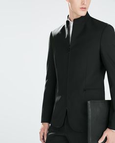 Mao Suit, Zara Sale, Blazer Men, Man Suit, Mode Zara, Black Wool Blazer, Dress Suits For Men, Futuristic Fashion, Dark Wear