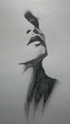 a pencil drawing of a woman's profile