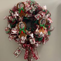 a christmas wreath with pictures on it