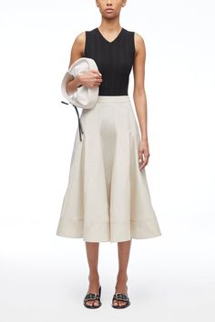 Utility Poplin Midi Skirt – 3.1 Phillip Lim Flare Skirt Outfit, Calf Length Skirt, Poplin Skirt, Godet Skirt, Calf Length Skirts, White Flares, Paneled Skirt, Skirt Fits, Beautiful Skirts