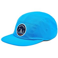 evo.com | Cotopaxi Ball Caps > 100% Recycled Polyester Adjustable Webbing Buckle Closure Woven Front Patch Graphic 5-Panel Design | Cotopaxi Camp Life 5 Panel Hat in Blue | Polyester Nike 5 Panel Hat, Street Accessories, Closure Weave, Flat Brim Hat, 5 Panel Hat, Camp Life, Ball Caps, Panel Hat, Camping Life