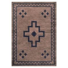 an orange and black rug with geometric designs