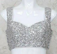 Sequins Blouse Designs, Sequence Blouse Design, Sequin Blouse Designs, Silver Sequin Blouse, Gold Saree Blouse, Sleeveless Blouse Designs, Glitter Blouse, Blouse Sari, Blouse Lehenga