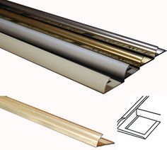 three different types of wood and metal products are shown in this image, including the bottom section