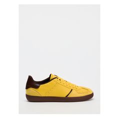 Casual sneakers. Back and side sections in a combination of colors. Lace-up closure. Sole height: 0.4 inches (1 cm) Yellow Synthetic Flat Sneakers, Yellow Non-slip Sneakers For Streetwear, Zara Low-top Synthetic Sneakers, Zara Low-top Sneakers With Contrast Sole, Yellow Textile Low-top Sneakers, Blazers Shoes, Joggers Shoes, Trench Coat Dress, Basket Style