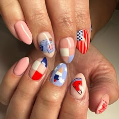 Nail Ideas Trending, Independence Day Nails, Red Glitter Nail Polish, Blue Glitter Nail Polish, Patriotic Patterns, Red Nails Glitter