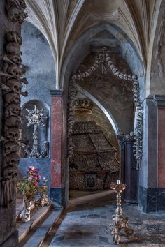 The ossuary belongs to the Cistercian Church of the Assumption of the Virgin Mary in Sedlec in the Czech Republic. The building, which dates back to the early 18th century, was completely remodeled in 1870 by local sculptor and carpenter Frantisek Rint. The remains of tens of thousands of dead people rest here: the skeletons of hundreds of people are used to create the decoration, and the chandelier is made up of all the bones of the human body. Central Europe, Virgin Mary, Prague, Czech Republic, 18th Century