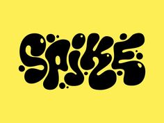 the word speez written in black ink on a yellow background, with bubbles