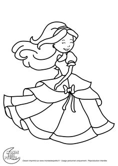 the princess in her dress coloring page