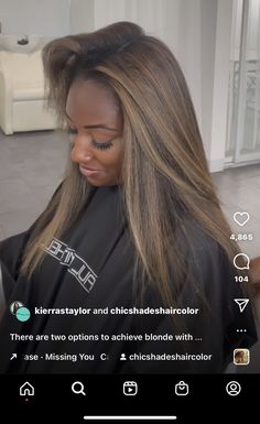 Hair Color Ash Brown Highlights, Black Women Blonde Balayage, Blonde Streaks Black Women, Ash Brown On Black Women, Baylage Black Woman, Sandy Blonde Highlights On Dark Hair, Ash Blonde And Black Hair, Dye On Black Women, Ash Blonde Highlights Black Women