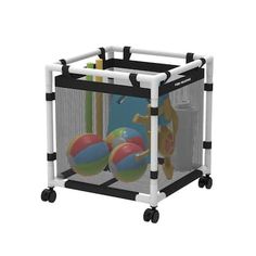 an image of a baby playpen with balls and toys on it's wheels