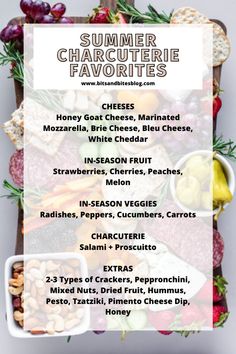 the summer charcuterie favorites menu