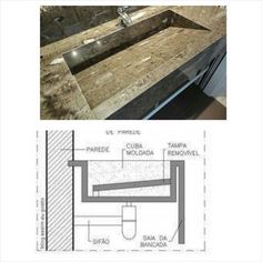 an image of a sink and counter in the same room, with measurements for it