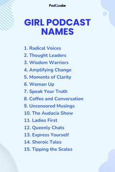 The best girl podcast name ideas you’ll find! Podcast Bio Ideas, Podcast Names For Best Friends, Podcasts Ideas, Podcast Name Ideas For Best Friends, Christian Podcast Name Ideas, Channel Name Ideas, Sister Podcast Names, Name For Podcast