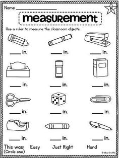 the measurement worksheet for students to learn how to measure and use them in order to