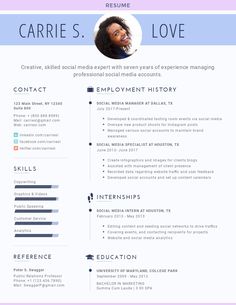 Social Media Specialist Resume Template  Visme Social Media Specialist, Unique Resume