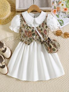 Kids Dress Collection, Shein Kids, Kids Dress Patterns, Kids Dress Wear, Baby Dress Design