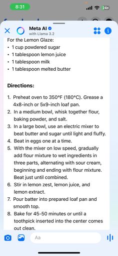 an iphone screen showing the instructions for baking