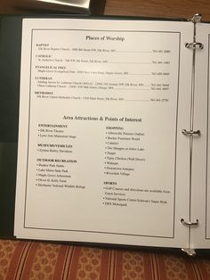 an open menu sitting on top of a table