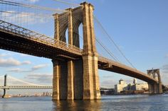 the brooklyn bridge as seen from across the water