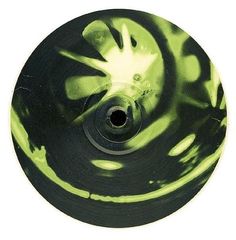 a black and green circular object on a white background