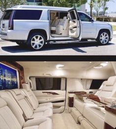 the inside and outside view of a limo