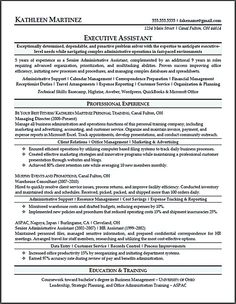 a professional resume for an executive assistant