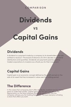 the differences between capital gains and dividends in real estate investing infographical poster