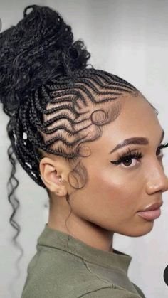 Lines And Braids Hairstyles, Curly Vintage Hairstyles, Braids Lines Hairstyles, Jumbo Goddess Braids, Ladies Short Haircuts, Lines Hairstyles, Braids Over Locs, Haircuts For Plus Size, Locs Short