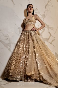 Indian Wedding Lehenga, Sangeet Outfit, Golden Copper, Lengha Choli, Indian Look