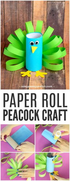 paper roll peacock craft for kids to make